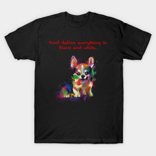 Corgi Dog in Messy Rainbow Watercolor T-Shirt